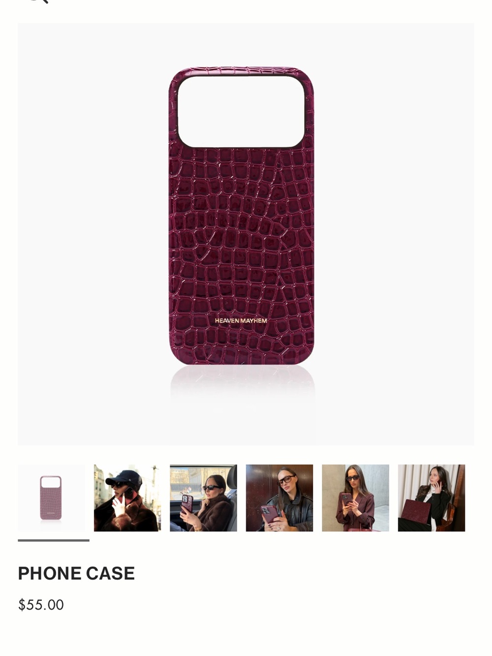 Heaven mayhem Burgundy Croc-Texture Phone 17 pro max Case